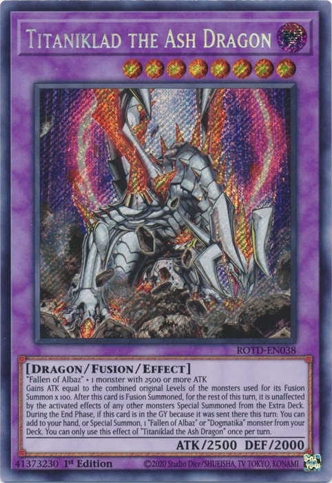 Titaniklad the Ash Dragon [ROTD-EN038] Secret Rare | Nerdhalla Games