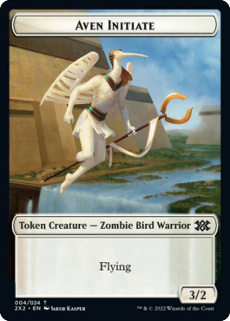 Worm // Aven Initiate Double-sided Token [Double Masters 2022 Tokens] | Nerdhalla Games