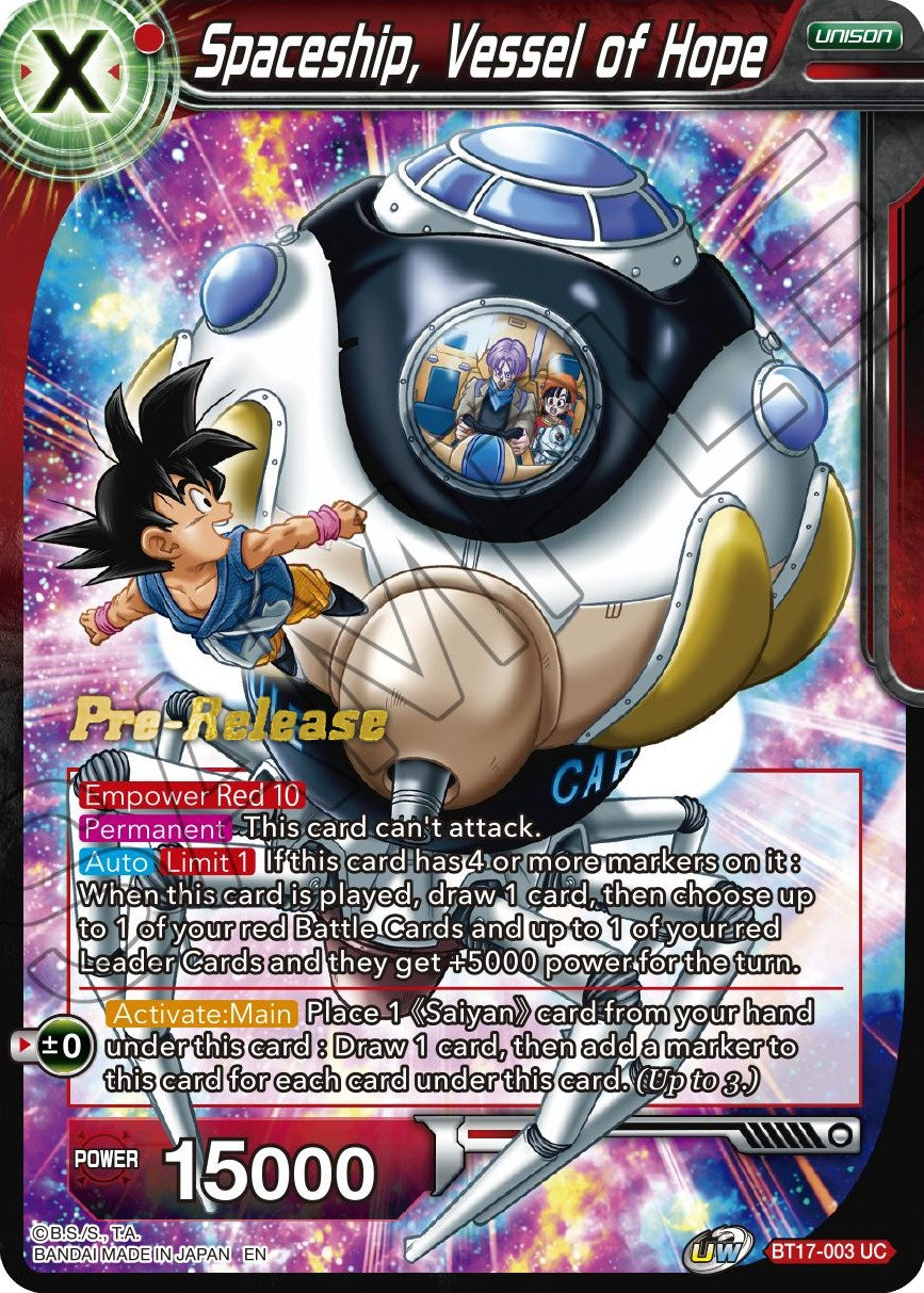 Spaceship, Vessel of Hope (BT17-003) [Ultimate Squad Prerelease Promos] | Nerdhalla Games