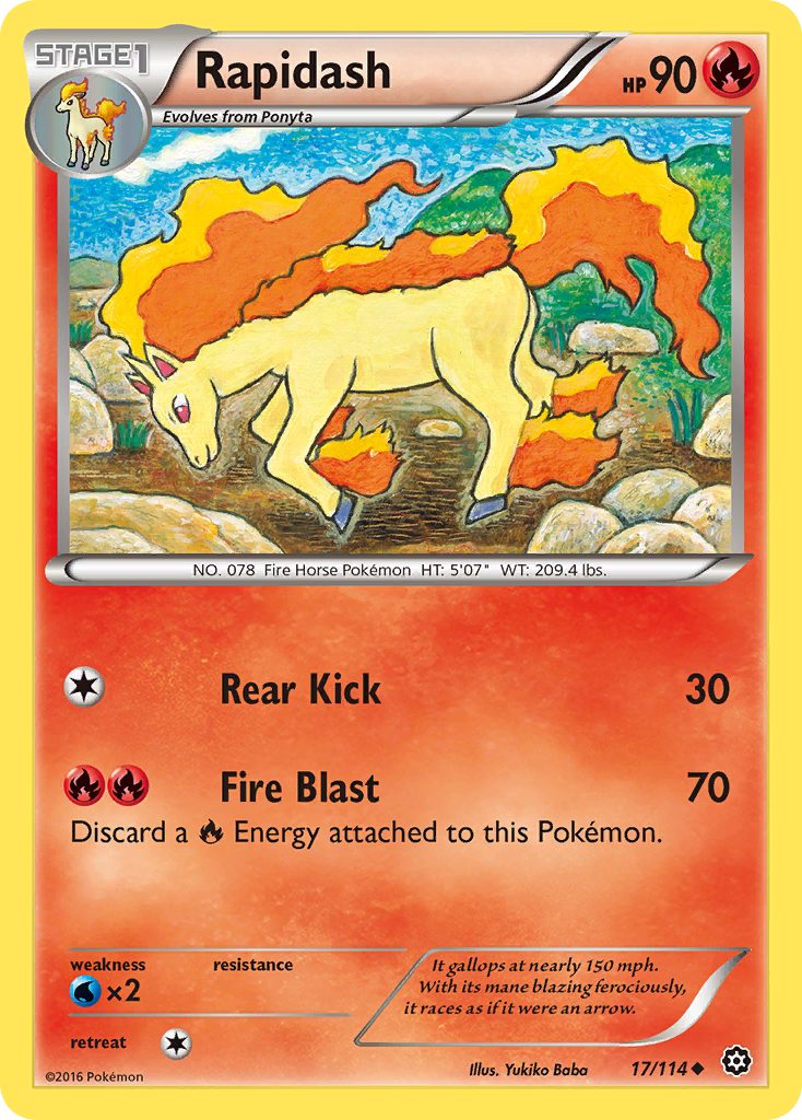 Rapidash (17/114) [XY: Steam Siege] | Nerdhalla Games