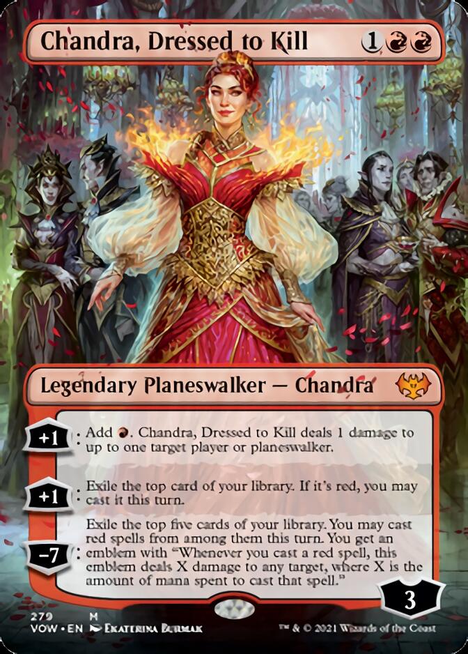 Chandra, Dressed to Kill (Borderless) [Innistrad: Crimson Vow] | Nerdhalla Games