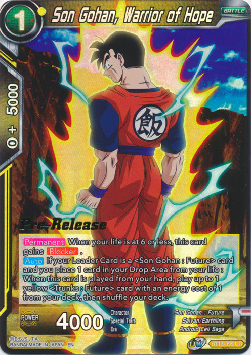 Son Gohan, Warrior of Hope (BT13-099) [Supreme Rivalry Prerelease Promos] | Nerdhalla Games