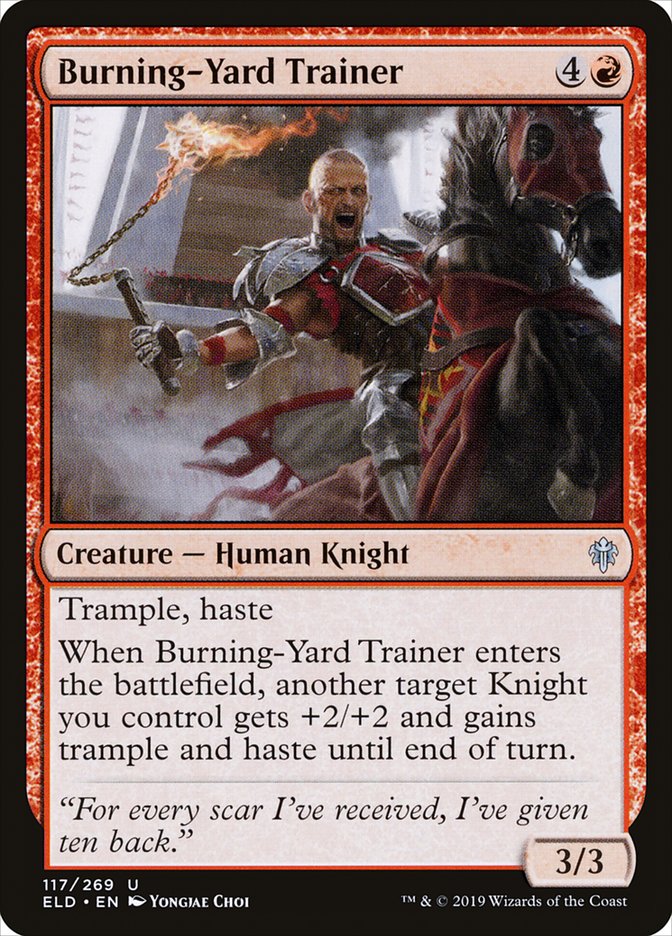 Burning-Yard Trainer [Throne of Eldraine] | Nerdhalla Games