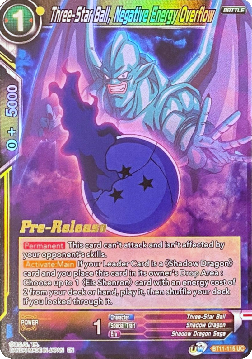 Three-Star Ball, Negative Energy Overflow (BT11-115) [Vermilion Bloodline Prerelease Promos] | Nerdhalla Games