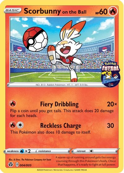 Scorbunny on the Ball (004/005) [Pokemon Futsal Collection] | Nerdhalla Games