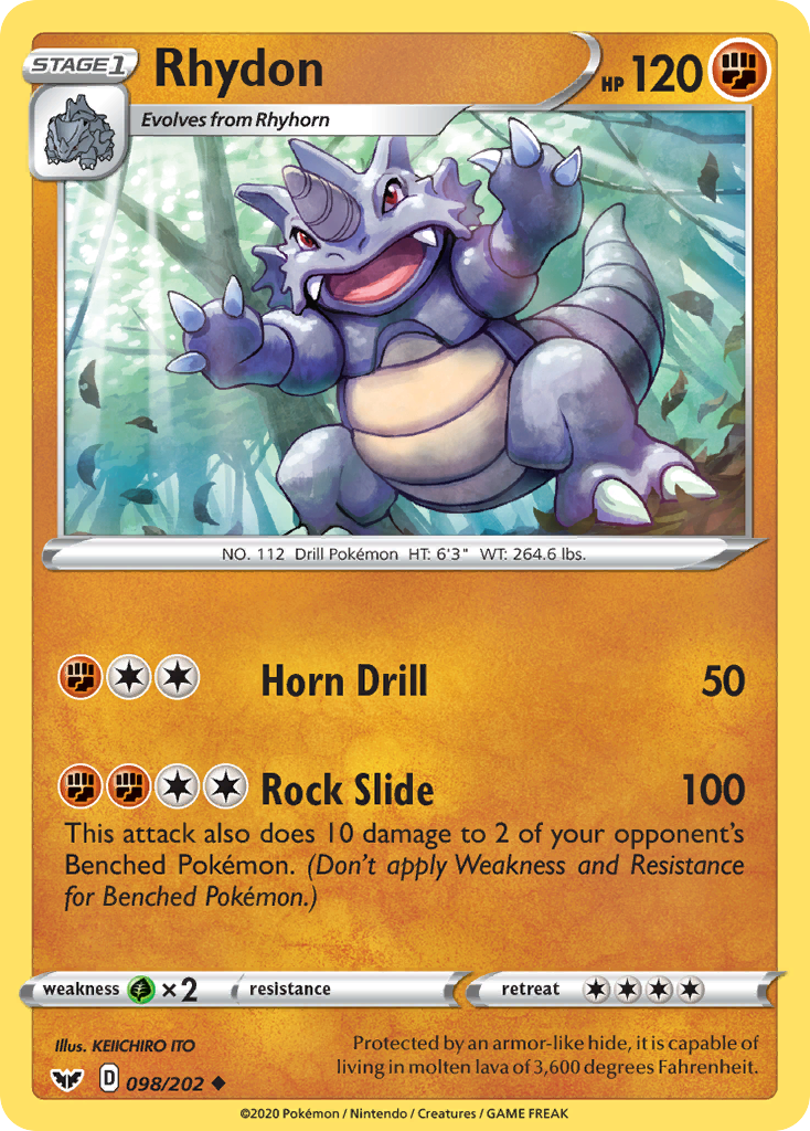 Rhydon (098/202) [Sword & Shield: Base Set] | Nerdhalla Games