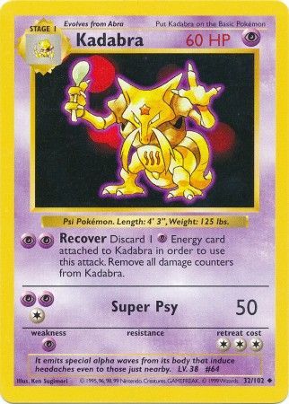 Kadabra (32/102) [Base Set Shadowless Unlimited] | Nerdhalla Games