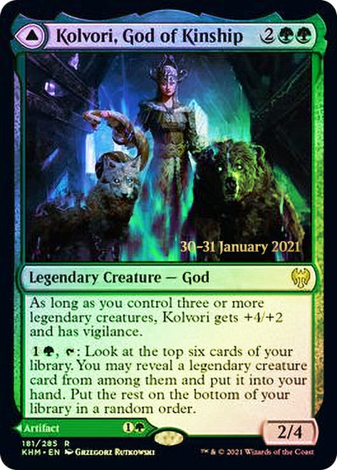 Kolvori, God of Kinship // The Ringhart Crest   [Kaldheim Prerelease Promos] | Nerdhalla Games